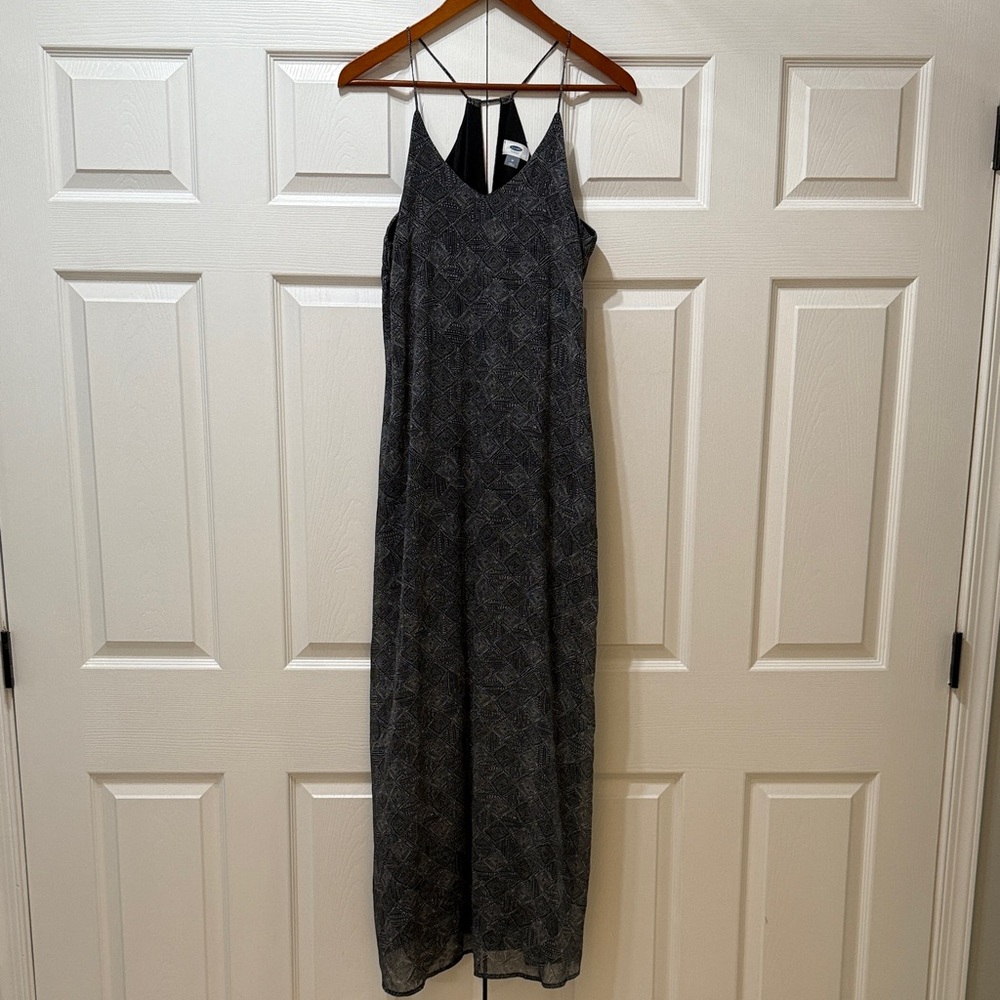 Old Navy Black Patterned Maxi Dress